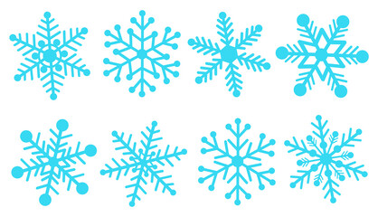 Set snowflakes blue vector illustration