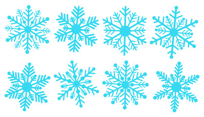 Set snowflakes blue vector illustration