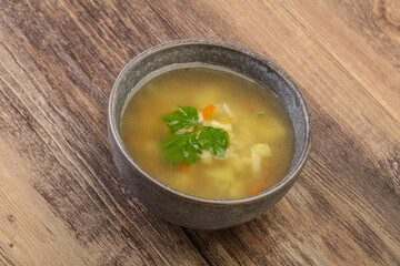 Tasty chicken soup with carrot