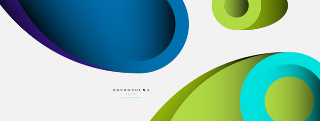 Abstract background. Minimal geometric circles and round style shapes with deep shadow effects. Trendy technology business template for wallpaper banner or background