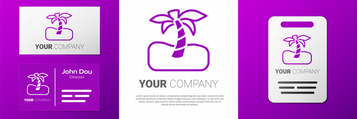 Logotype Tropical palm tree icon isolated on white background. Coconut palm tree. Logo design template element. Vector