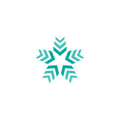 Blue shining star. Flat sticker icon isolated on white. Vector award illustration.