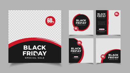 Set of Black Friday Special Social Media Post banner for Instagram promotion