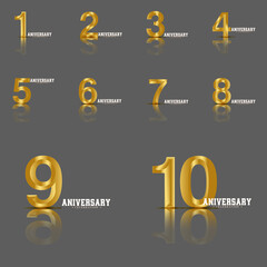 set Year Anniversary Set Vector Template Design Illustration