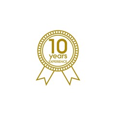 10 ten years experience badge icon isolated on white background