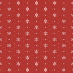 雪の結晶模様　シームレスパターン（赤）