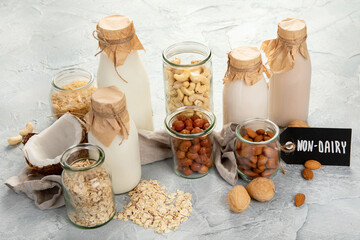 Assortment of non diary plant based milk.