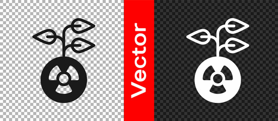 Black Radioactive icon isolated on transparent background. Radioactive toxic symbol. Radiation hazard sign. Vector