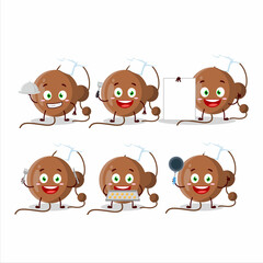Cartoon character of firecracker ball with various chef emoticons