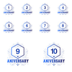 set Year Anniversary Set Vector Template Design Illustration
