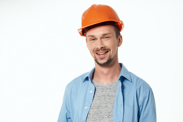 man in orange helmet Professional Job isolated background