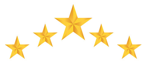Stars rating icon set. Gold star icon set isolated on a white background