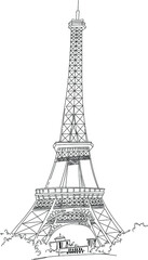 Fototapeta na wymiar Black and white Eiffel Tower