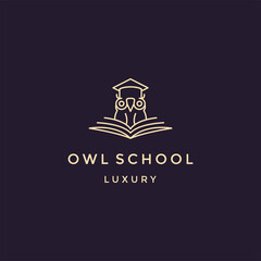 Smart owl with a student academic cap vector icon. Thin line illustration of a school student owl