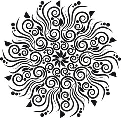 Indian Traditional and Cultural Rangoli, Alpona, Kolam, or Paisley vector line art. Bengal art India. for textile printing, logo, wallpaper