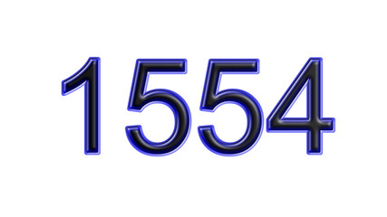blue 1554 number 3d effect white background