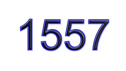 blue 1557 number 3d effect white background