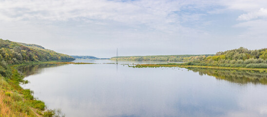 Oka river with Shukhov tower