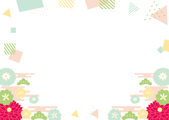 可愛らしい配色のお正月背景