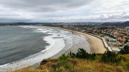 Salinas city and beach, Castrillon municipality, Asturias, Spain