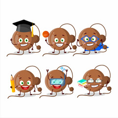 School student of firecracker ball cartoon character with various expressions