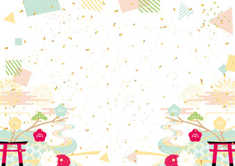 可愛らしい配色のお正月背景
