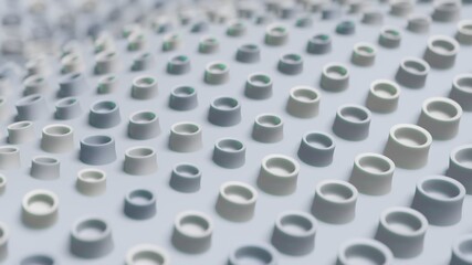 Abstract 3D Render Illustration  Background design with Colorfull White Buttons.