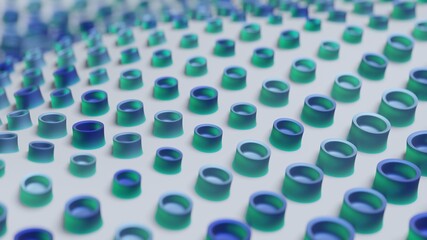 Abstract 3D Render Illustration  Background design with Colorfull Blue Buttons.