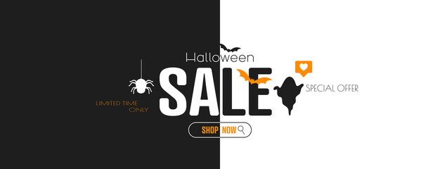 Halloween sale banner. Modern minimal design for Sales. Flat vector illustration.