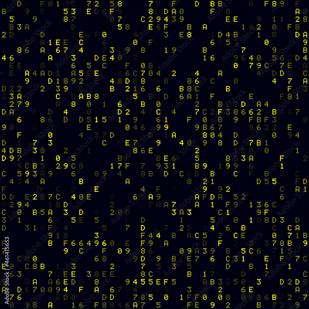 Poster tech background. yellow sparse hexadecimal background. medium-sized seamless pattern. stylish vector