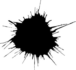 Black Ink watercolor drop on white background.
