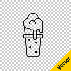 Black line Glass of beer icon isolated on transparent background. Vector