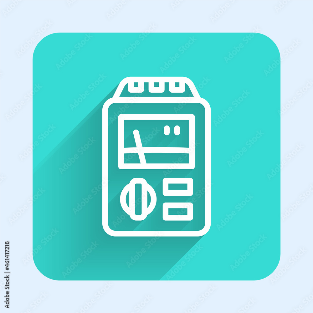 Poster white line dosimeter for measuring radiation icon isolated with long shadow background. gamma radiat