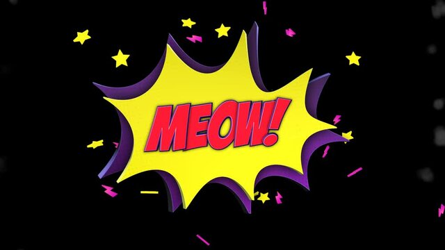 MEOW Comic Text Animation, with Alpha Matte, Loop, 4k
