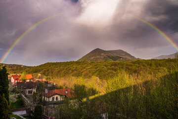 Beautiful rainbow over Ostrets peak