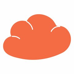 Orange cloud. Hand drawn vector illustration. Element illustration on white background