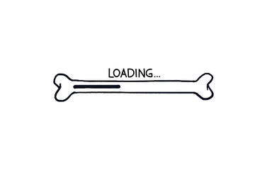 Bone loading bar. Doodle progress bar bone with download indicator. Vector stock illustration black on white sketch with quote on top.