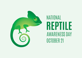 National Reptile Awareness Day vector. Cute green chameleon icon vector. Reptile Day Poster, October 21. Important day