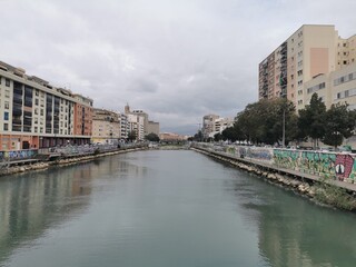 Fototapeta na wymiar Málaga, Spain - February 27, 2021: View of River 
