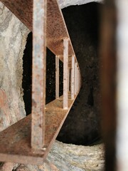 Top view of stairs leading to the bottom of the well