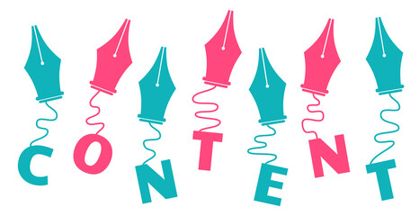 Content Letters Hanging From Pen Symbols Pink Turquoise