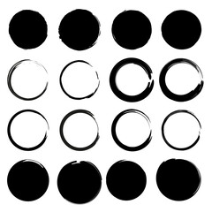 Brush circles. Grunge texture. Hand drawn Round shape. Watercolor stroke circles. Line vector. Stock image. 