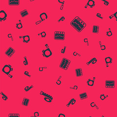 Set Measuring tape, Micrometer, Roulette construction and instrument on seamless pattern. Vector