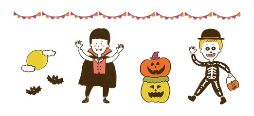 ハロウィン かわいい手描きイラスト