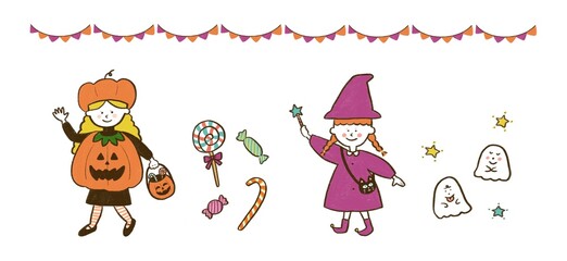 ハロウィン かわいい手描きイラスト