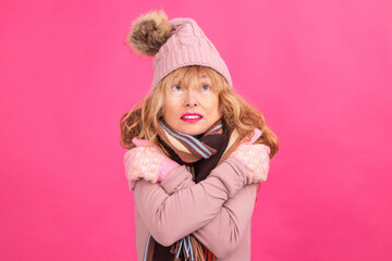 isolated warm woman with cold expression