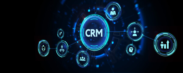 Business, Technology, Internet and network concept. CRM Customer Relationship Management. 3d illustration