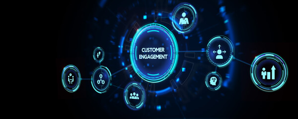 Business, Technology, Internet and network concept. Shows the inscription: CUSTOMER ENGAGEMENT. 3d illustration