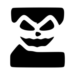 Letter z mad character, Halloween monster doodle clip art