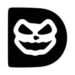 Letter d mad character, Halloween monster doodle clip art